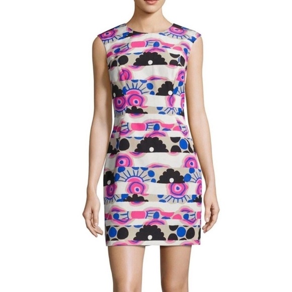 MILLY Multicolor Abstract Printed Mini Shift Dress Size 2 - Picture 1 of 10